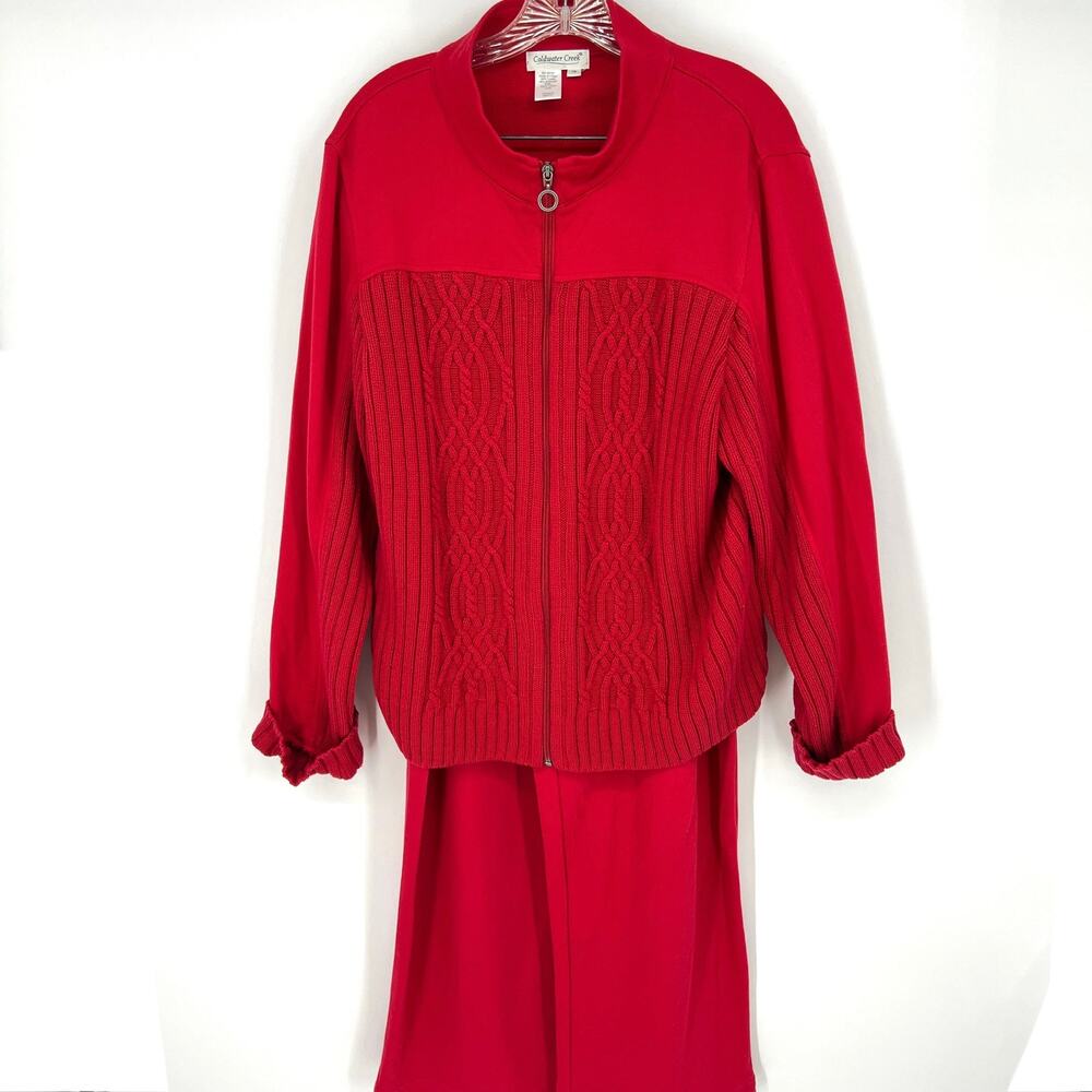 Coldwater Creek Red Full Zip Knit Jacket and Pants Set Size 1X